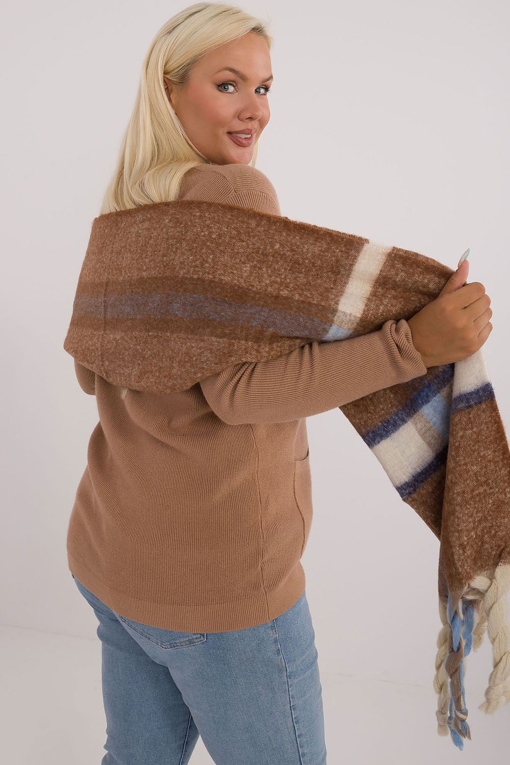 Schal Damen Karomuster Quasten Winter Elegant