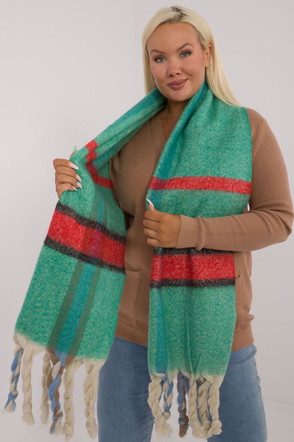 Schal Damen Karomuster Quasten Winter Elegant