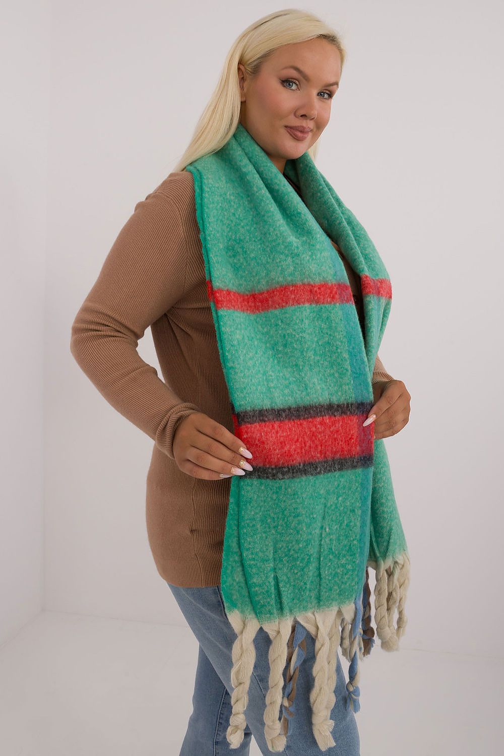 Schal Damen Karomuster Quasten Winter Elegant