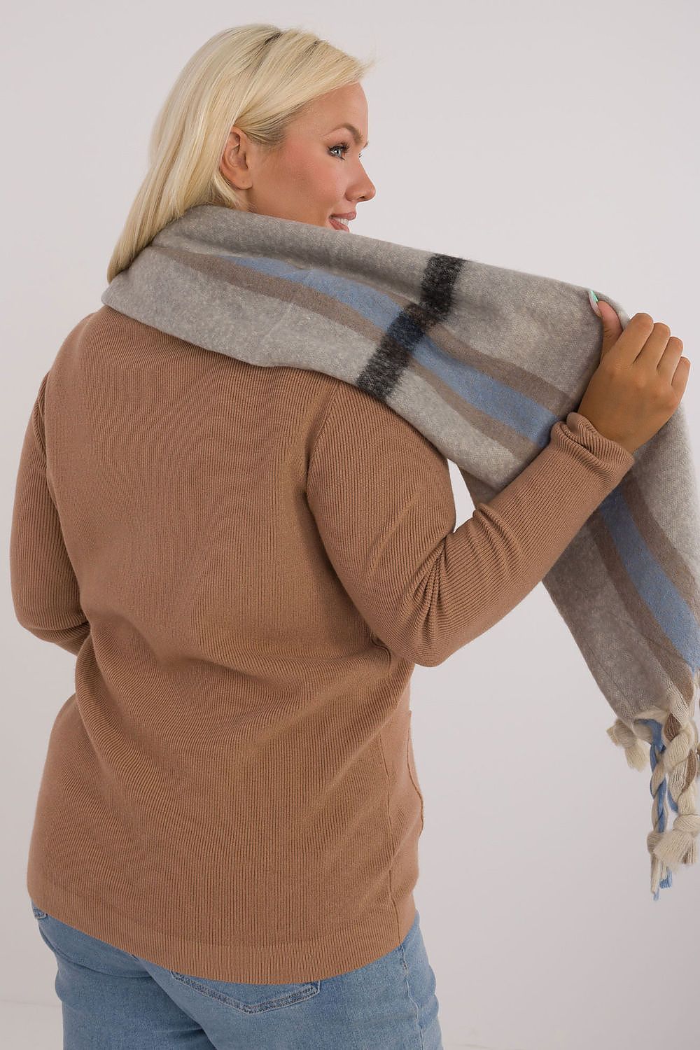 Schal Damen Karomuster Quasten Winter Elegant