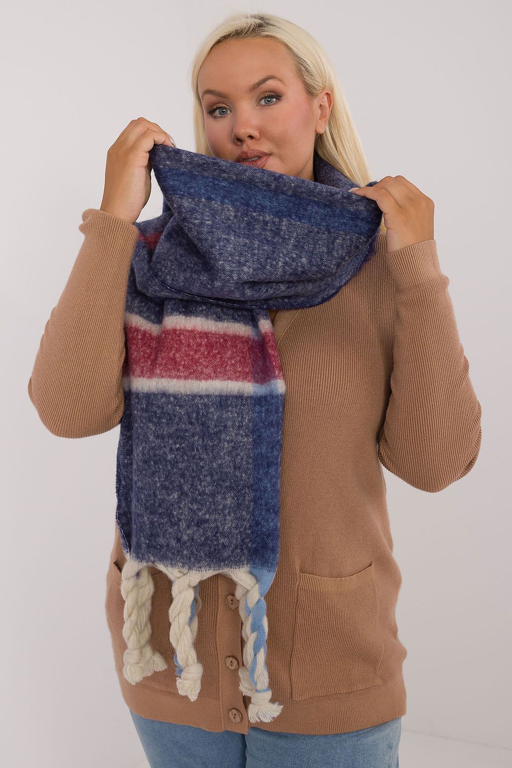 Schal Damen Karomuster Quasten Winter Elegant