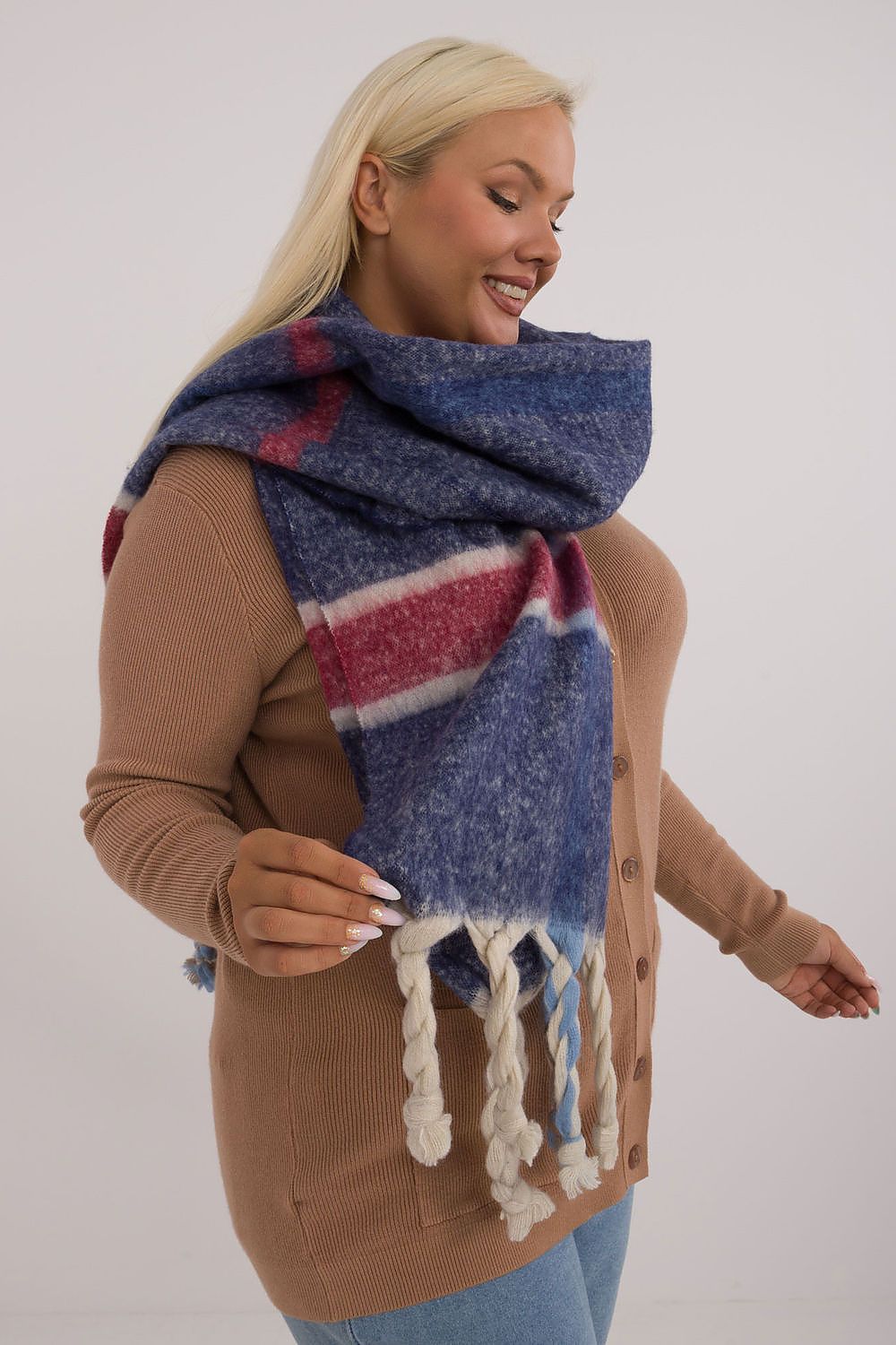 Schal Damen Karomuster Quasten Winter Elegant