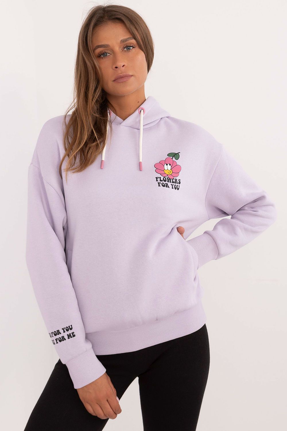 Hoodie Damen Kapuze Druck Ärmelschriftzug Trendy & Warm