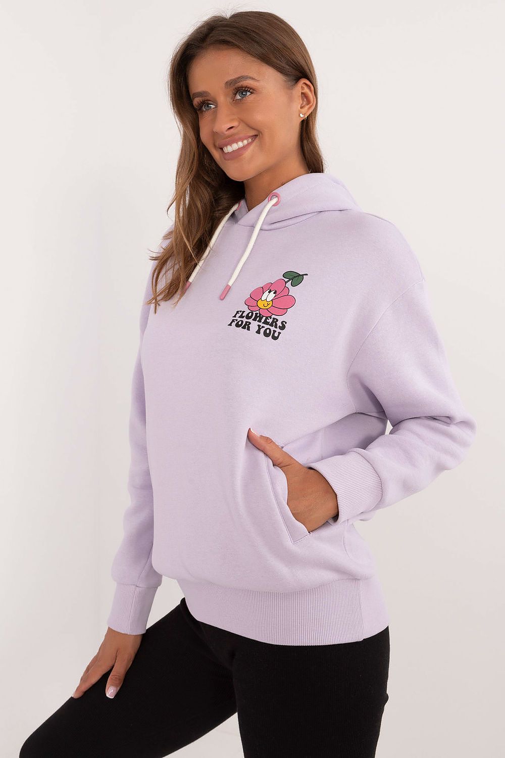 Hoodie Damen Kapuze Druck Ärmelschriftzug Trendy & Warm