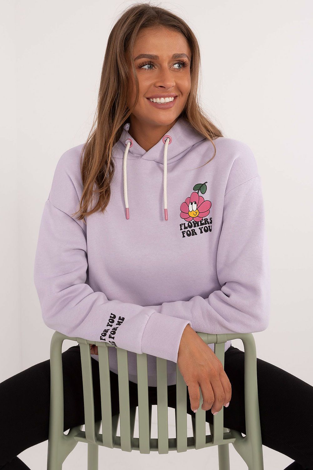 Hoodie Damen Kapuze Druck Ärmelschriftzug Trendy & Warm