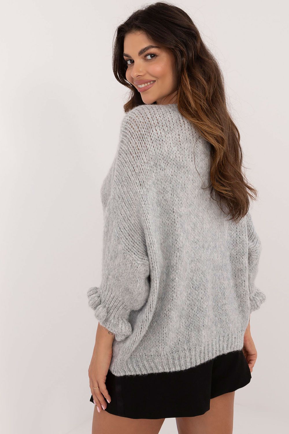 Cardigan Damen lässig mit 3/4-Arm & Bandverschluss | Strickjacke