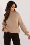 Damen Pullover Lässig Volant Ärmel Standardlänge Alltag