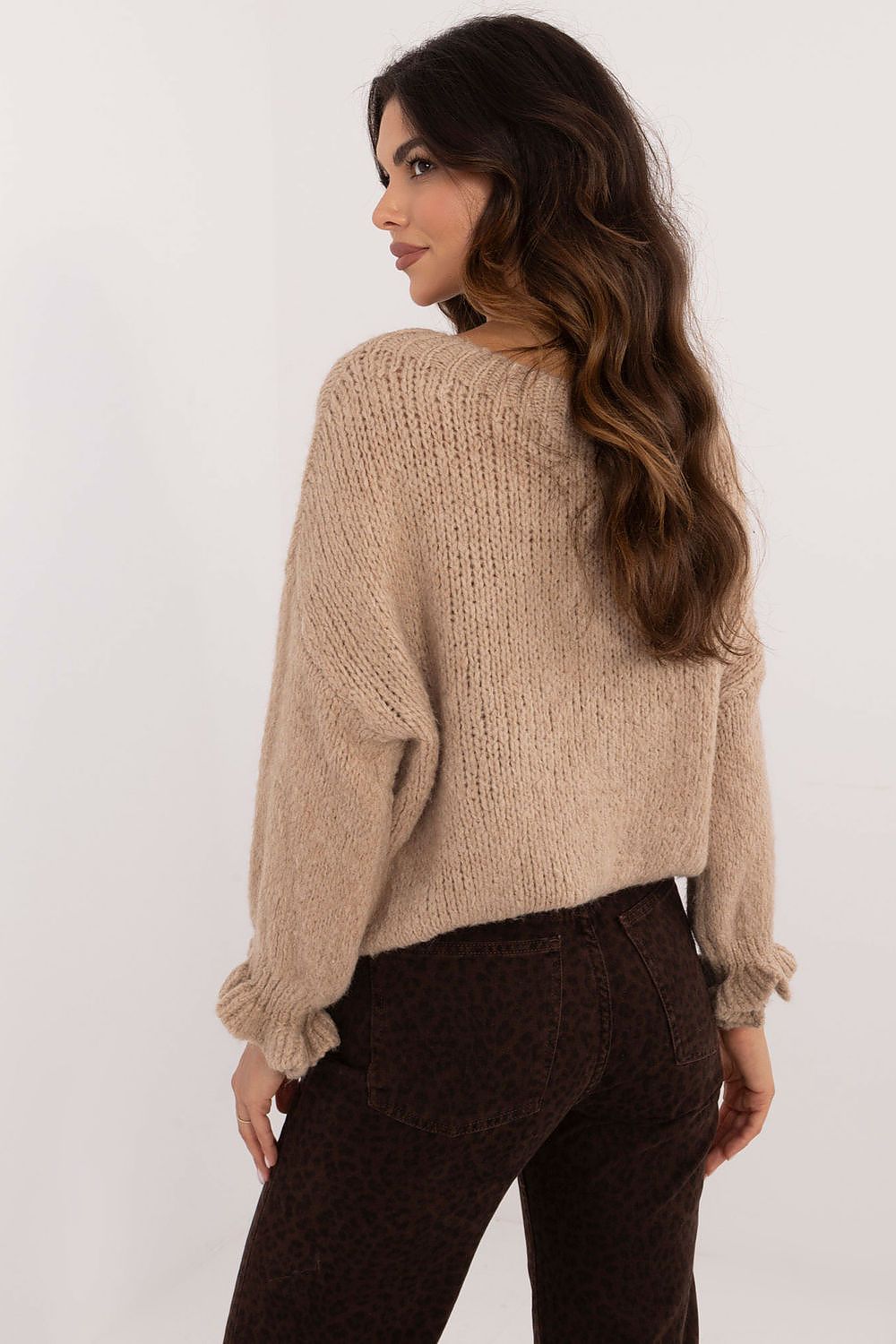 Damen Pullover Lässig Volant Ärmel Standardlänge Alltag