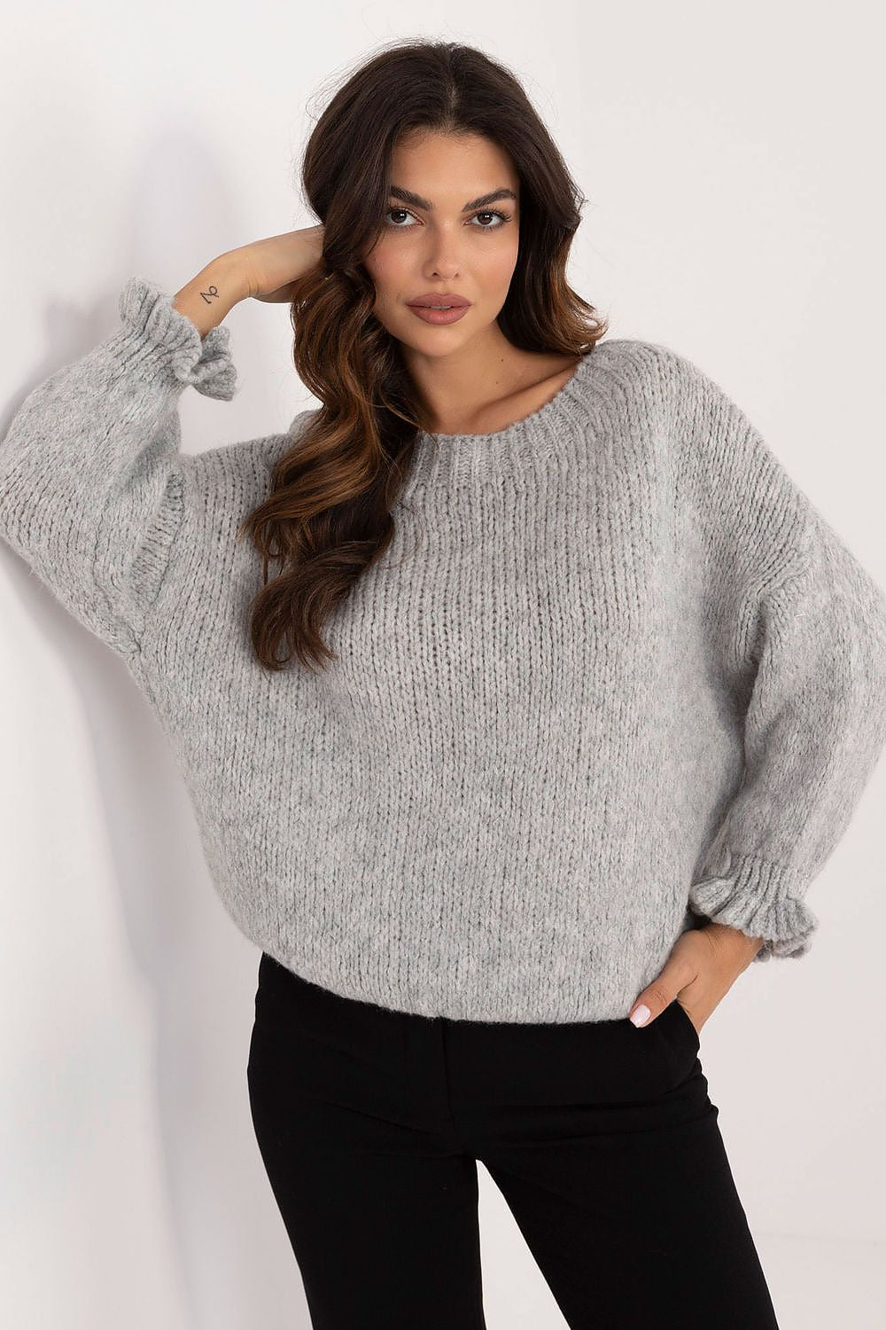 Damen Pullover Lässig Volant Ärmel Standardlänge Alltag