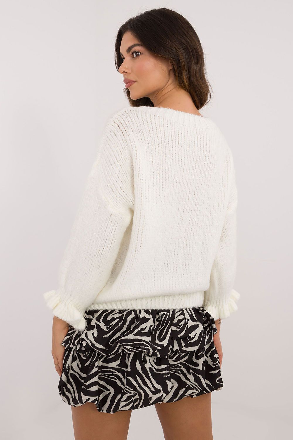 Damen Pullover Lässig Volant Ärmel Standardlänge Alltag