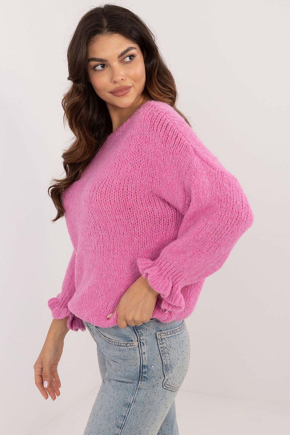 Damen Pullover Lässig Volant Ärmel Standardlänge Alltag