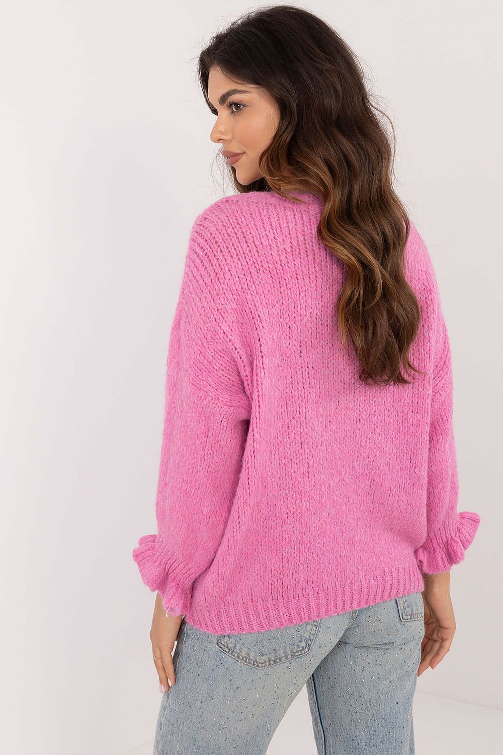 Damen Pullover Lässig Volant Ärmel Standardlänge Alltag