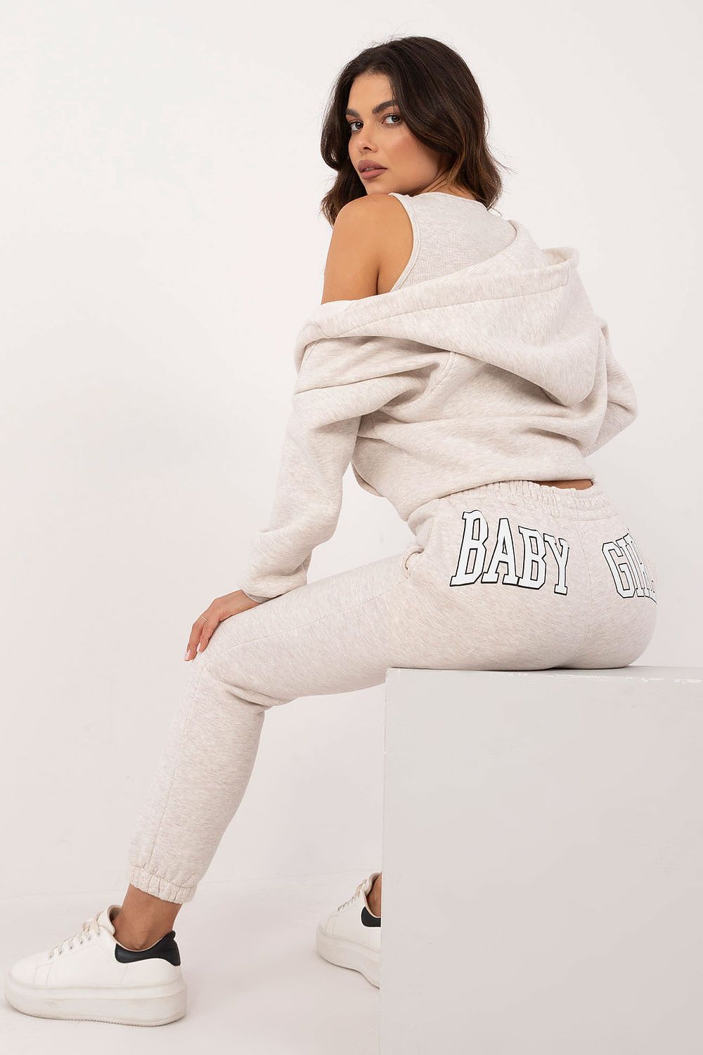 Trainingsanzug Set Damen 3-teilig Baumwolle – Hoodie Hose T-Shirt