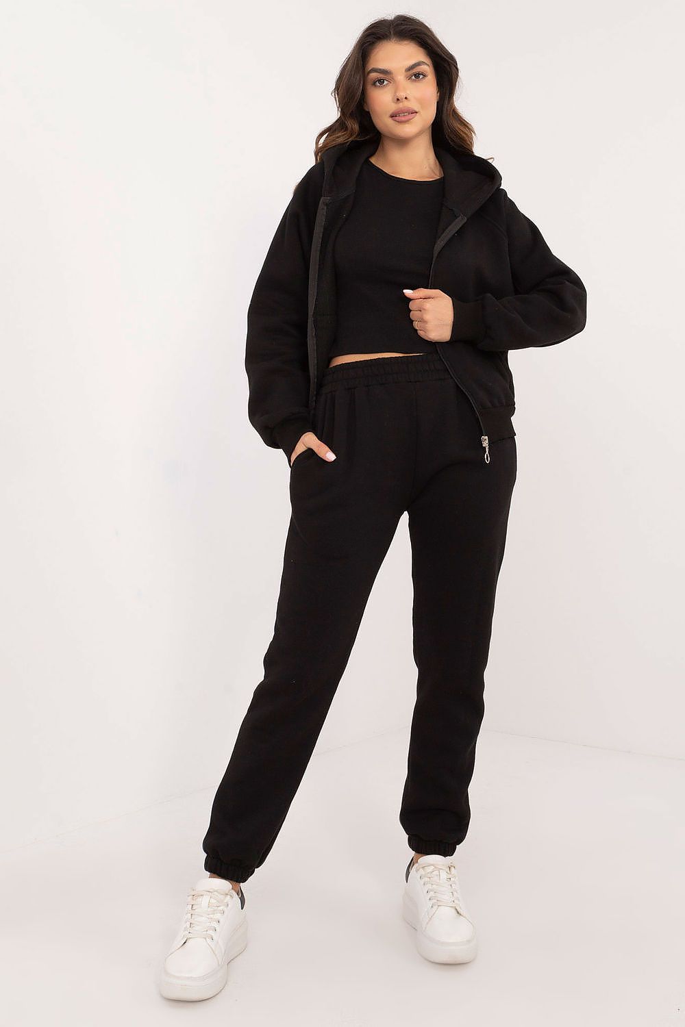 Trainingsanzug Set Damen 3-teilig Baumwolle – Hoodie Hose T-Shirt