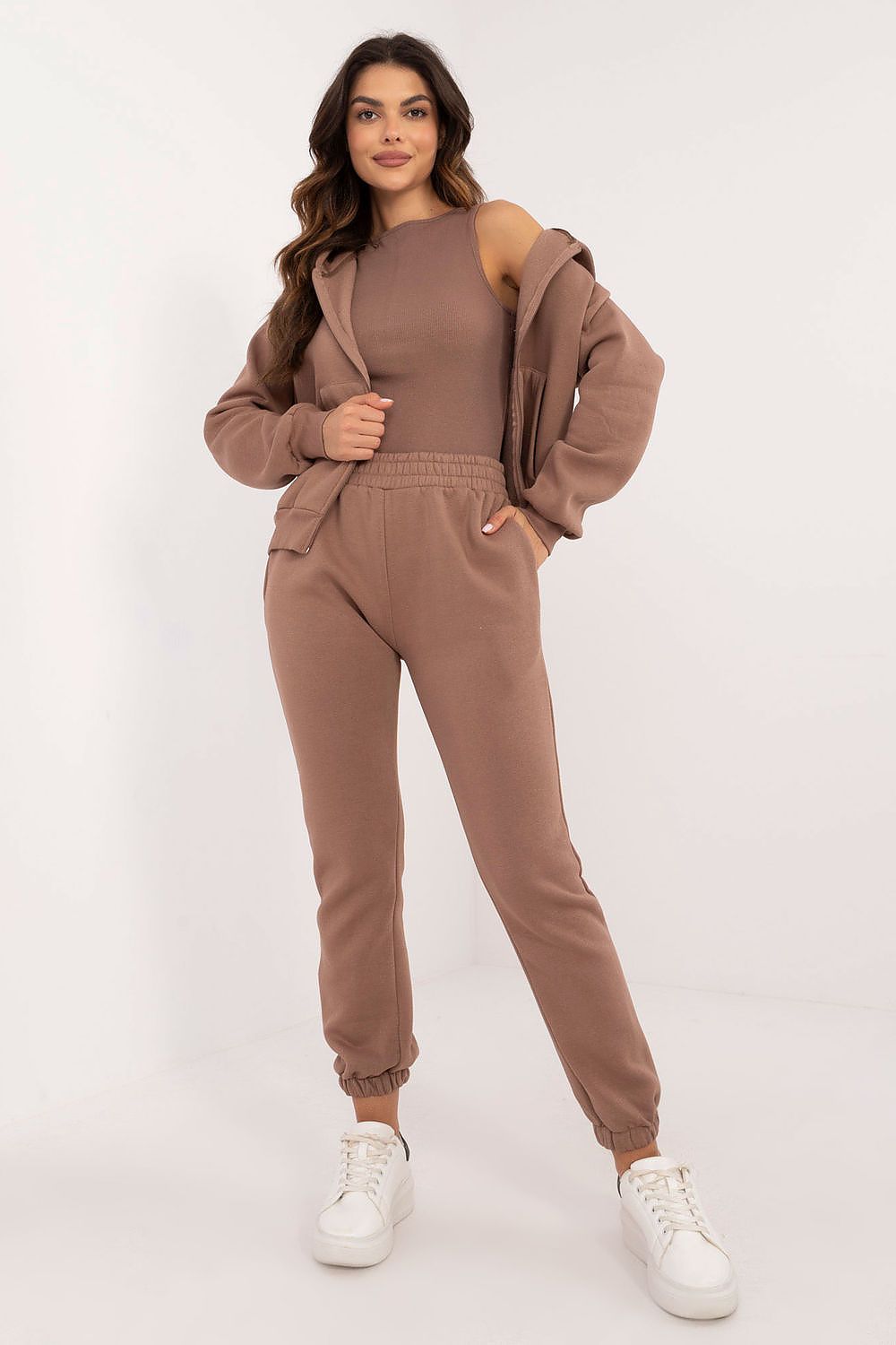 Trainingsanzug Set Damen 3-teilig Baumwolle – Hoodie Hose T-Shirt