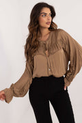 Bluse Damen Rüsche V-Ausschnitt Viskose Romantisch & Elegant