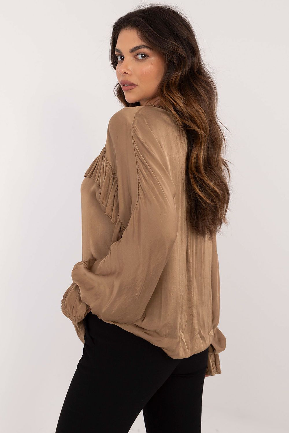 Bluse Damen Rüsche V-Ausschnitt Viskose Romantisch & Elegant