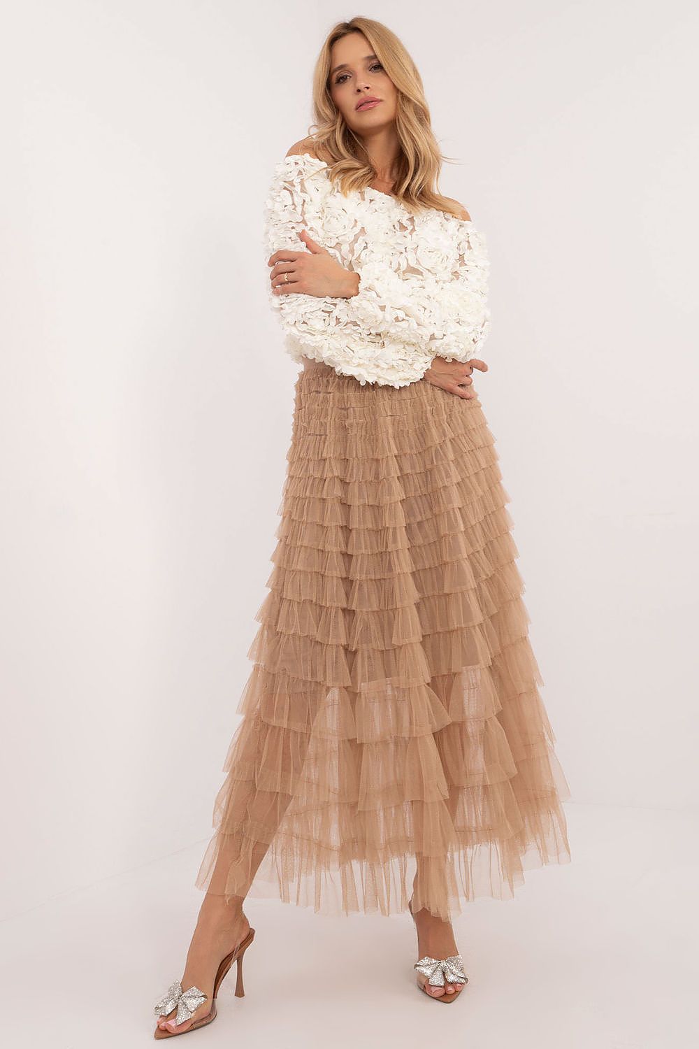 Tüllrock Damen Midi Rüschen Polyester – Elegant & Romantisch