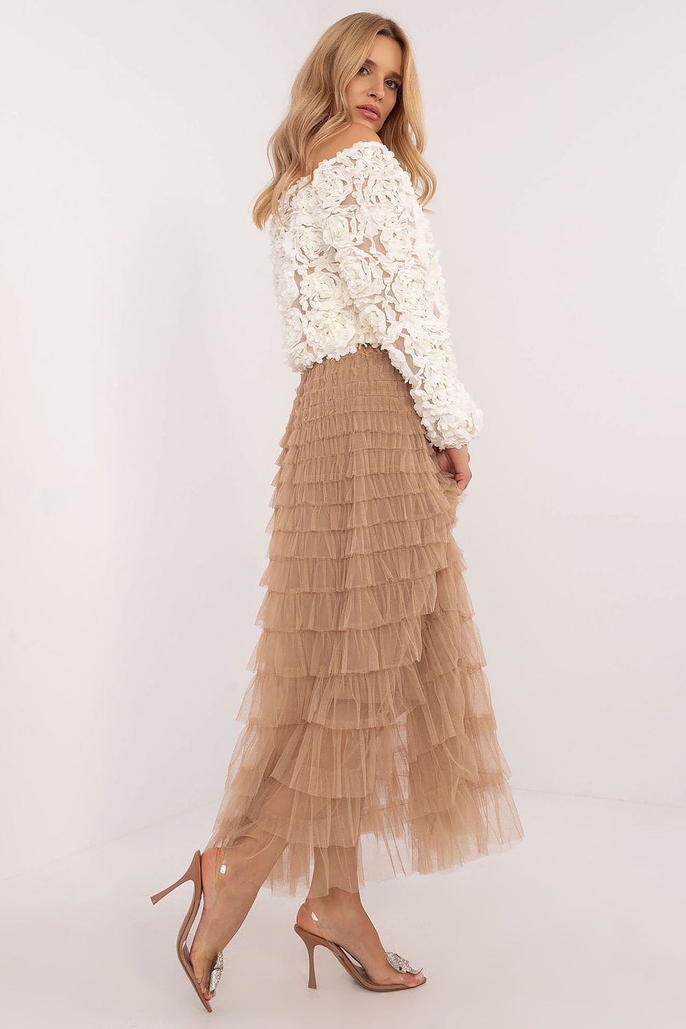 Tüllrock Damen Midi Rüschen Polyester – Elegant & Romantisch