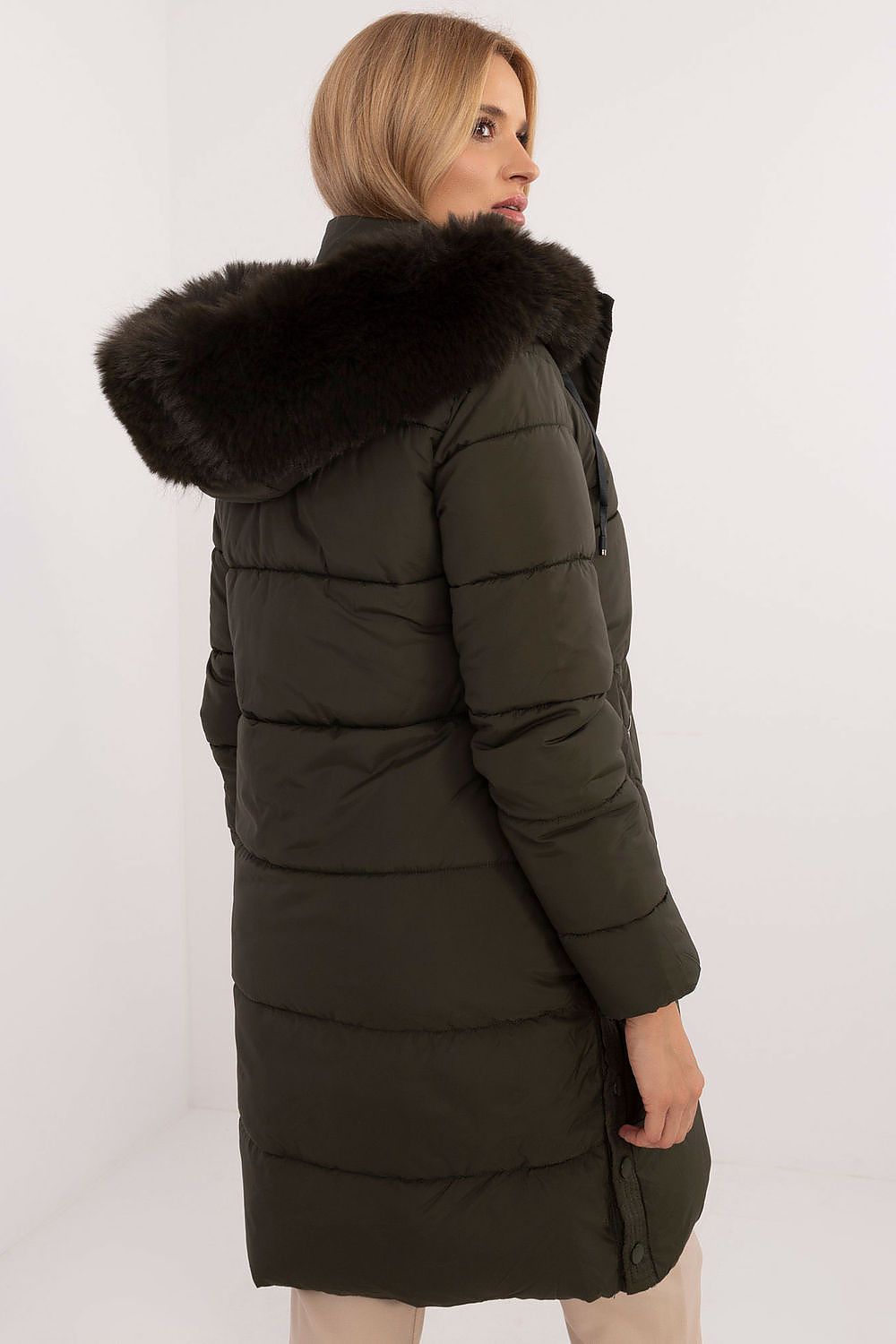 Winterjacke Damen lang gesteppt Pelzkapuze – S bis XXL warm