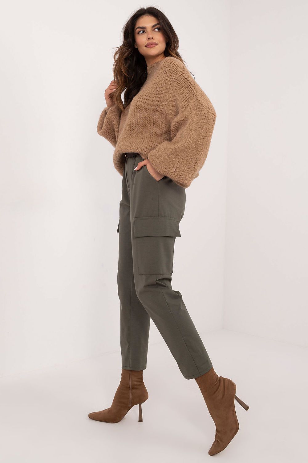 Cargo Hose Damen Hoher Bund Taillengürtel Elegant & Lässig