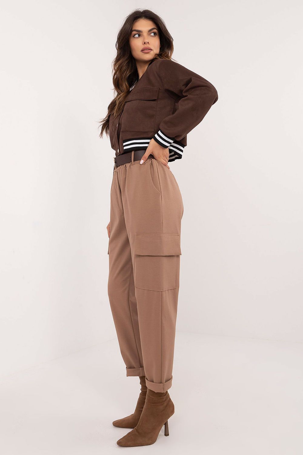 Cargo Hose Damen Hoher Bund Taillengürtel Elegant & Lässig