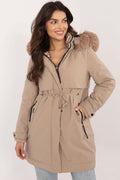 Steppjacke Damen lang Gürtel Pelzkapuze – Warm & Elegant S-XXL