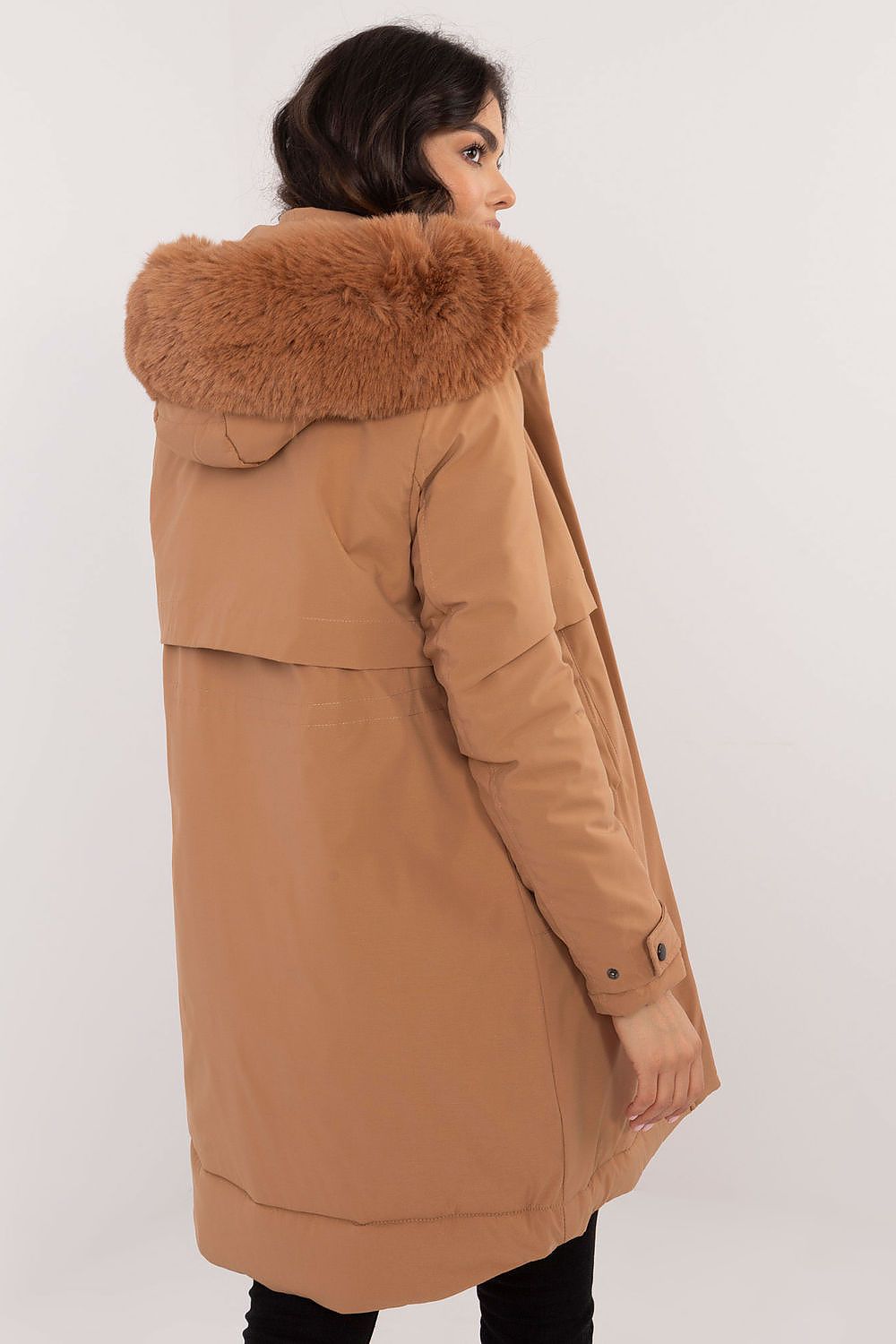 Steppjacke Damen lang Gürtel Pelzkapuze – Warm & Elegant S-XXL