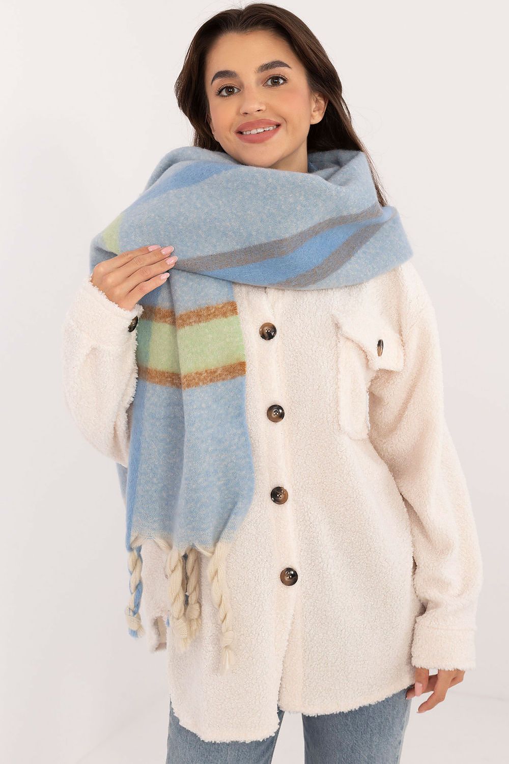 Schal Damen Karomuster Quasten Winter Elegant