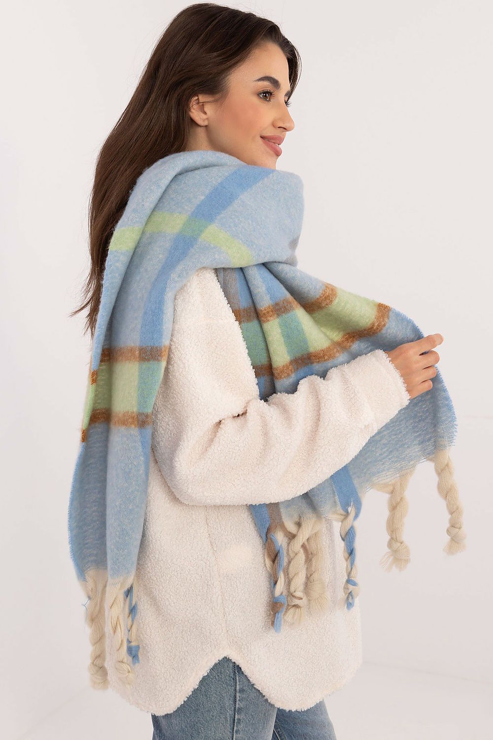 Schal Damen Karomuster Quasten Winter Elegant