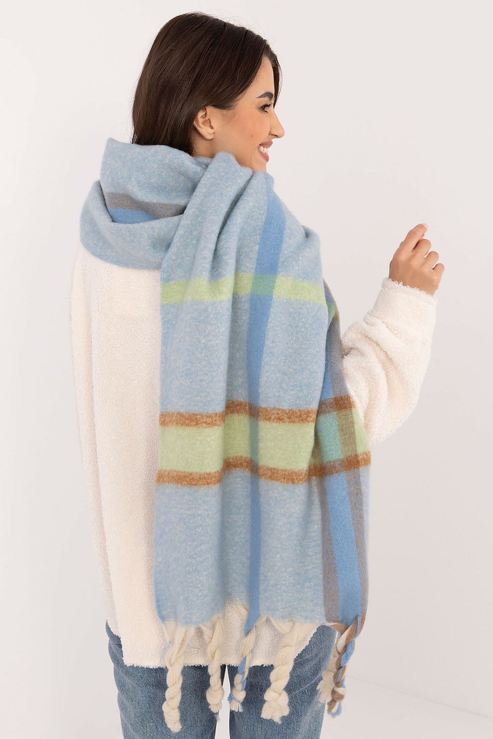 Schal Damen Karomuster Quasten Winter Elegant