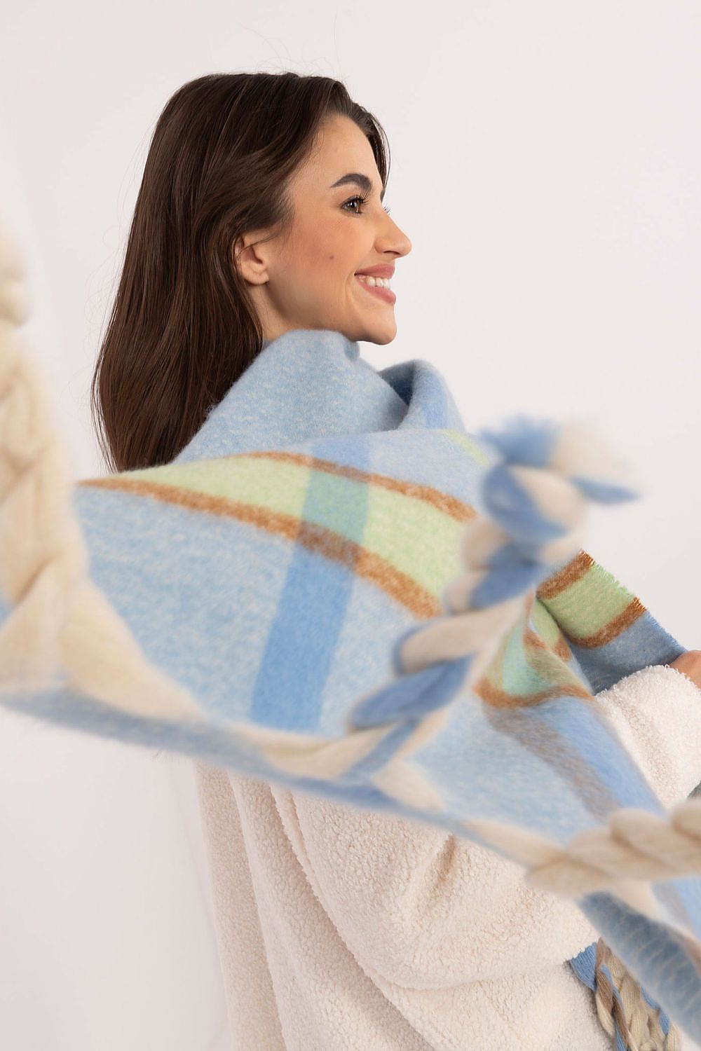 Schal Damen Karomuster Quasten Winter Elegant