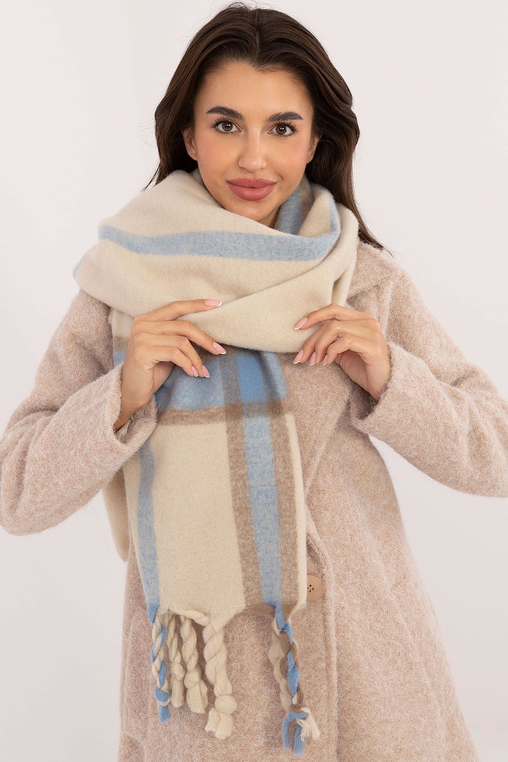 Schal Damen Karomuster Quasten Winter Elegant
