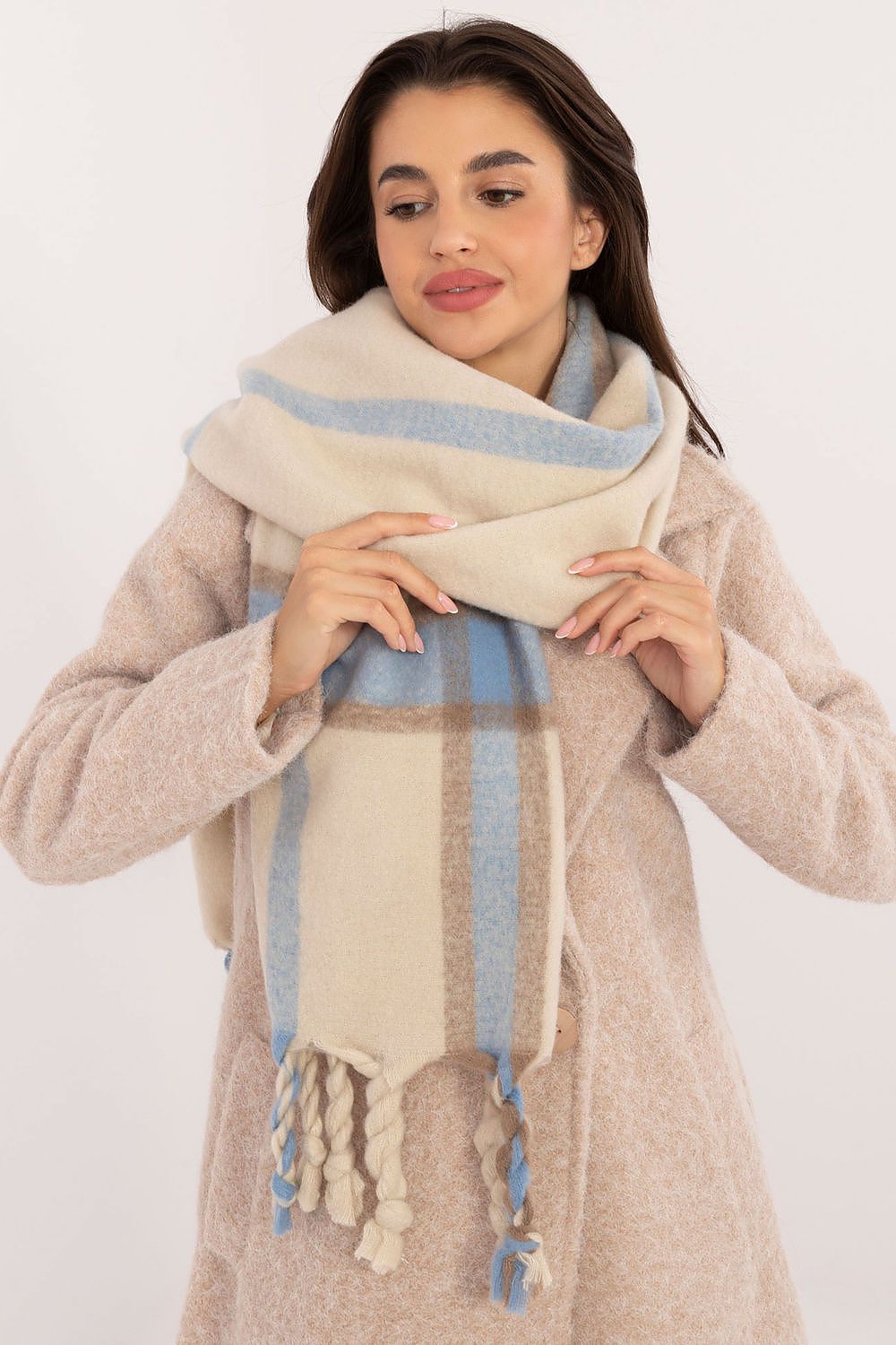 Schal Damen Karomuster Quasten Winter Elegant