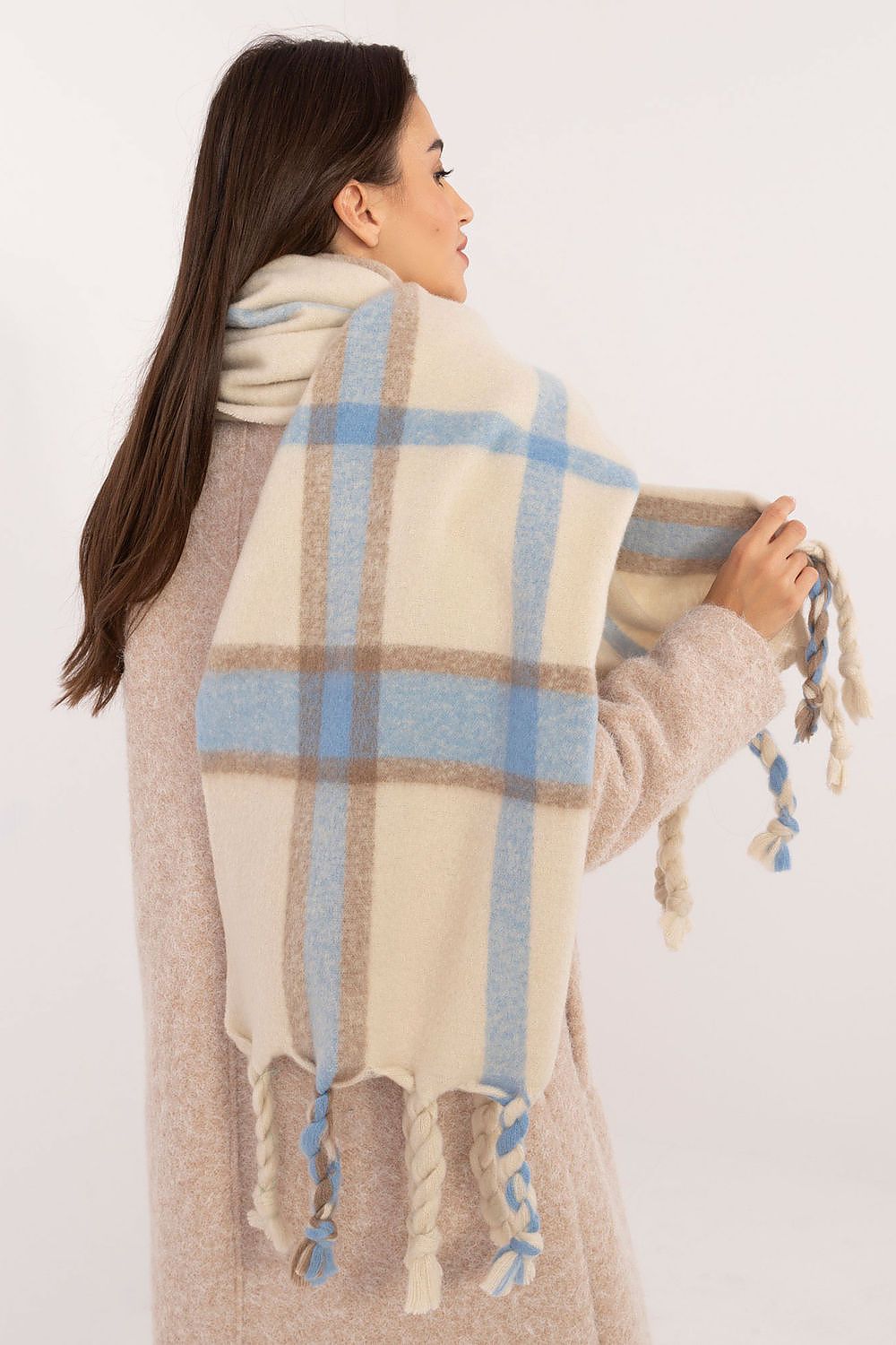 Schal Damen Karomuster Quasten Winter Elegant