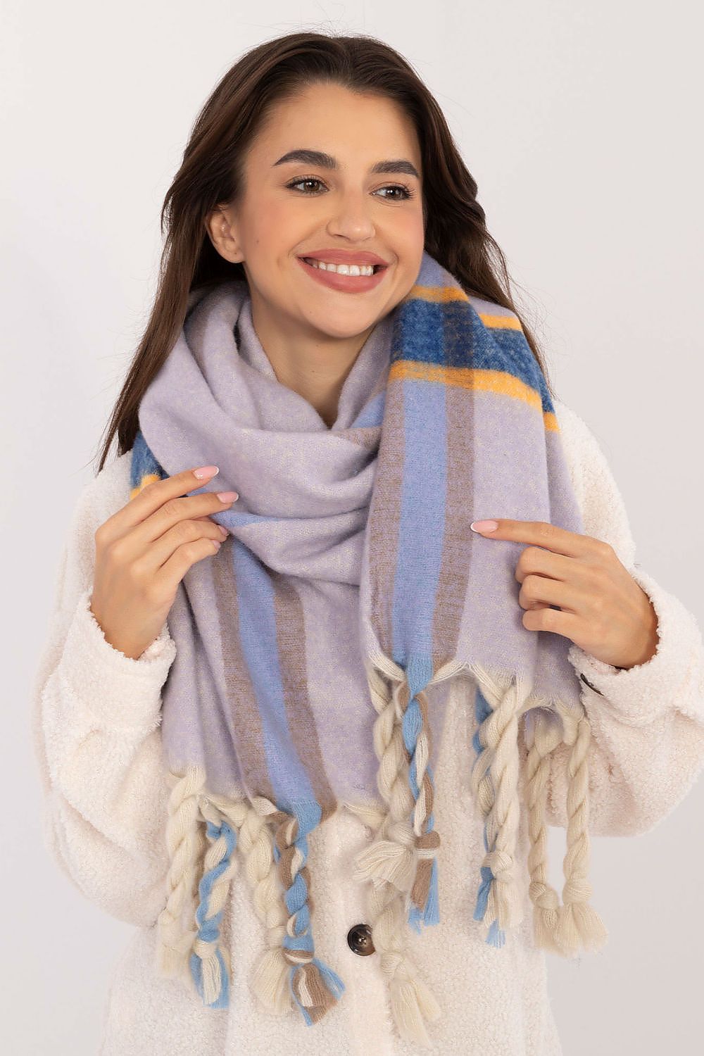 Schal Damen Karomuster Quasten Winter Elegant