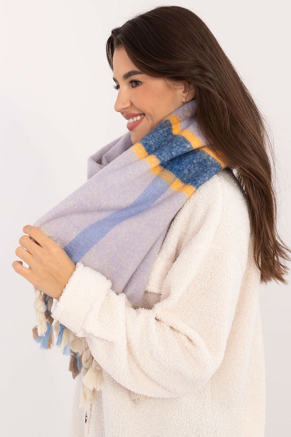 Schal Damen Karomuster Quasten Winter Elegant