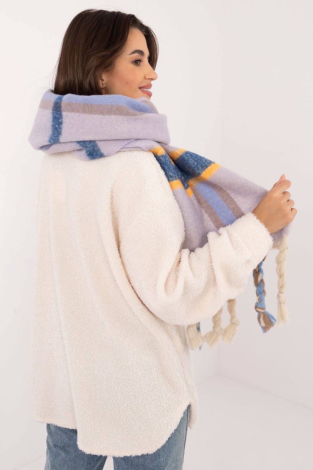 Schal Damen Karomuster Quasten Winter Elegant