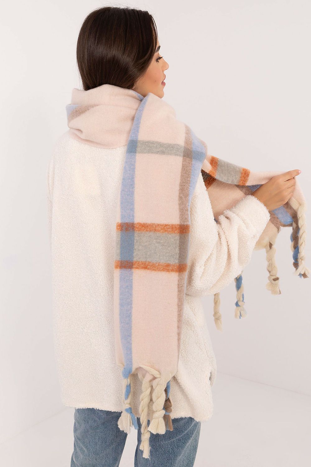 Schal Damen Karomuster Quasten Winter Elegant