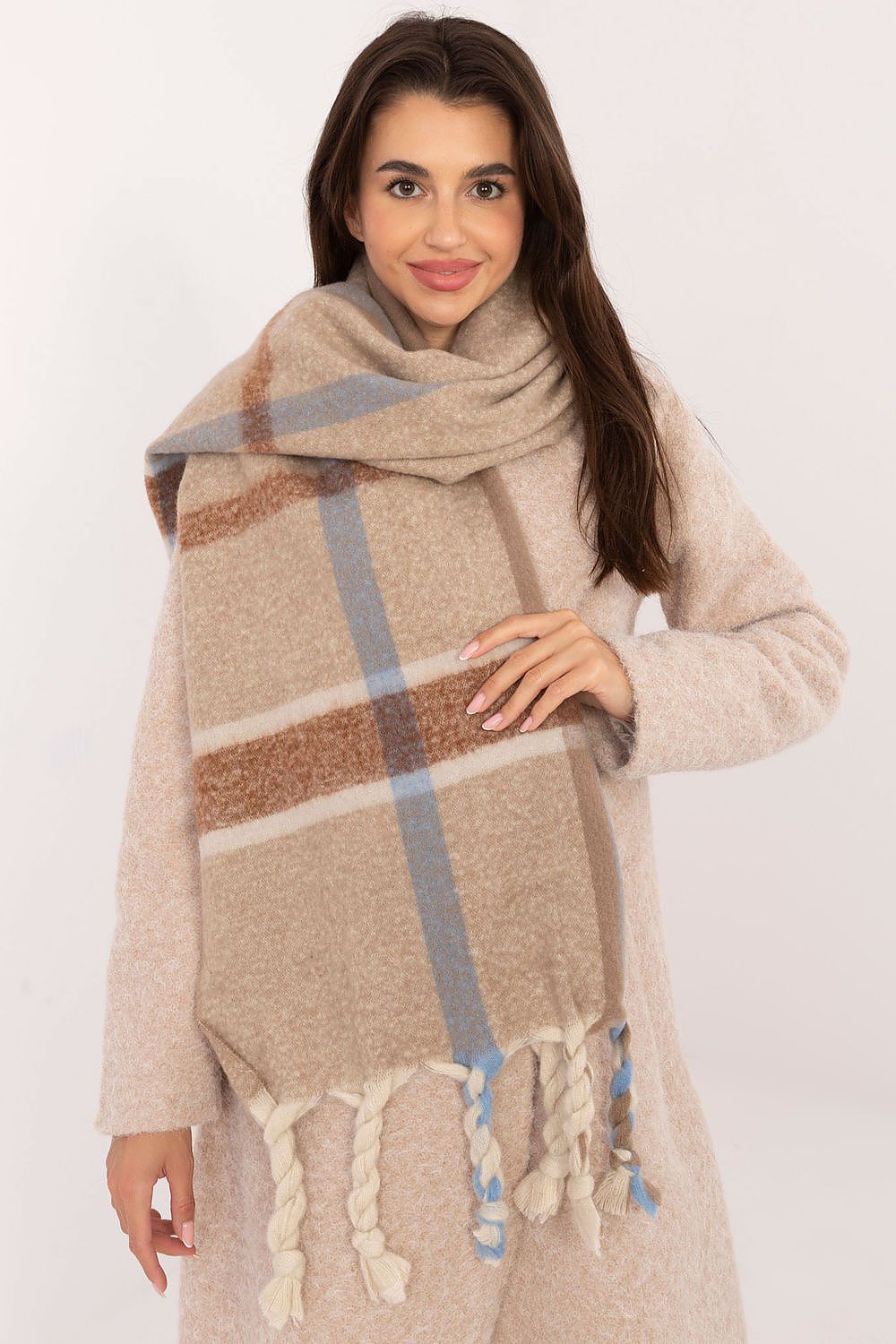 Schal Damen Karomuster Quasten Winter Elegant