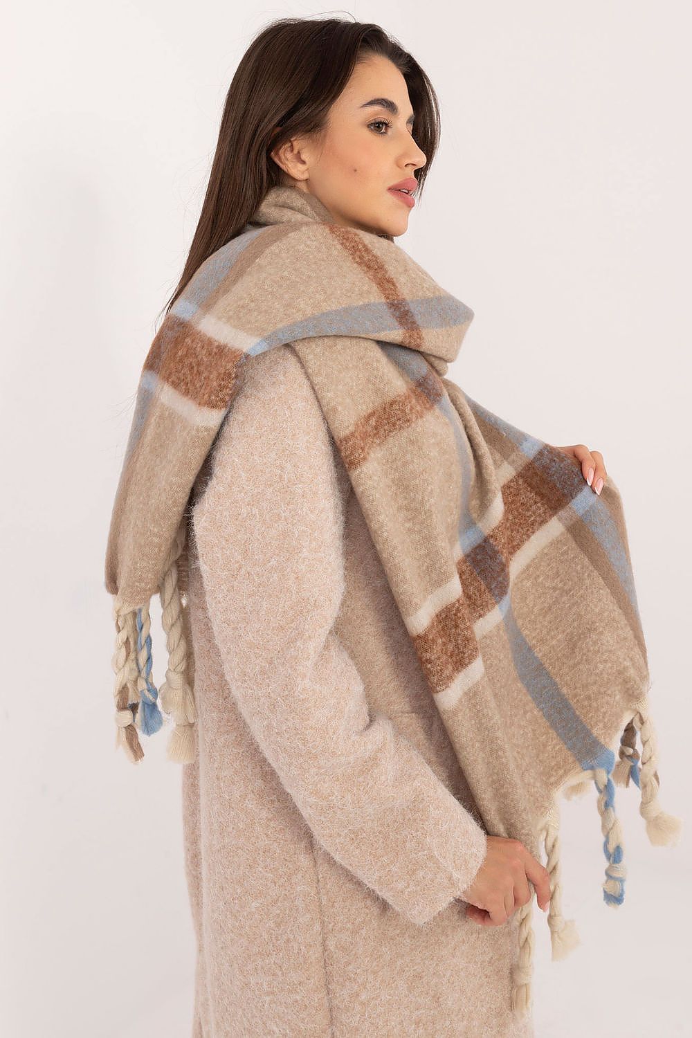 Schal Damen Karomuster Quasten Winter Elegant