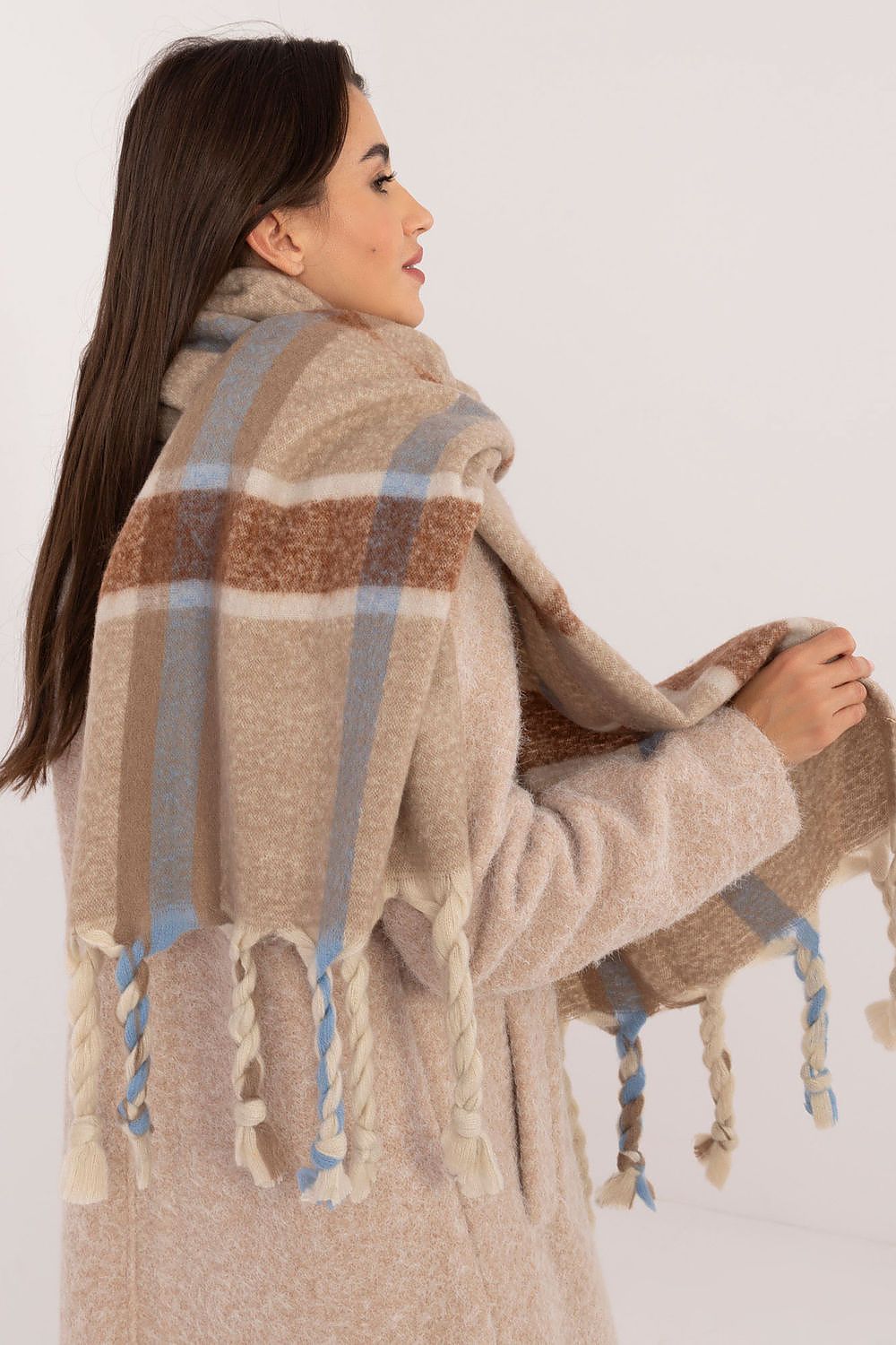 Schal Damen Karomuster Quasten Winter Elegant
