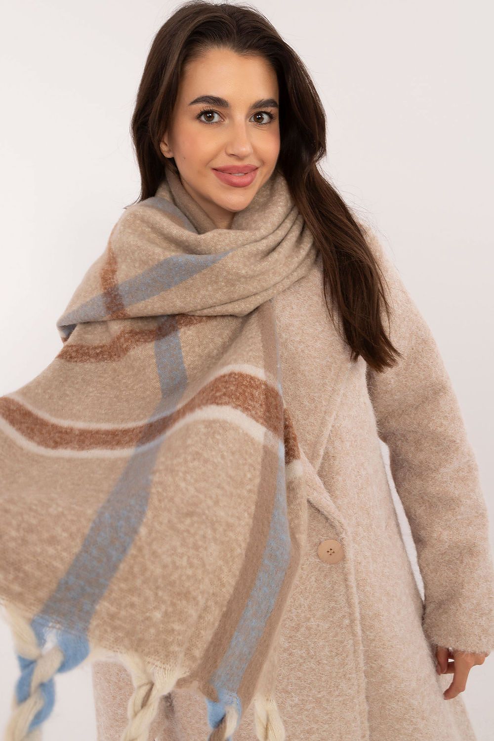 Schal Damen Karomuster Quasten Winter Elegant