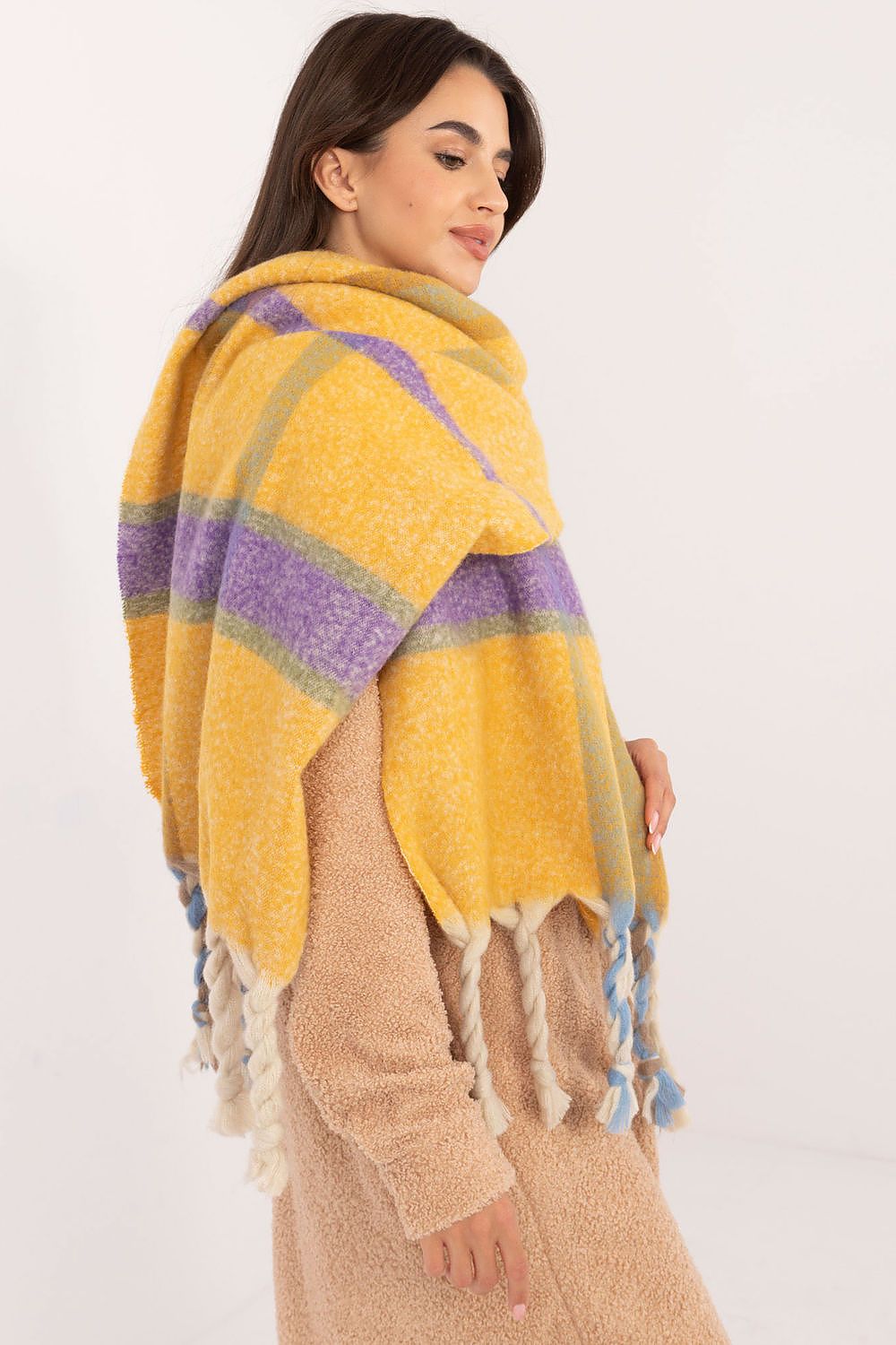 Schal Damen Karomuster Quasten Winter Elegant