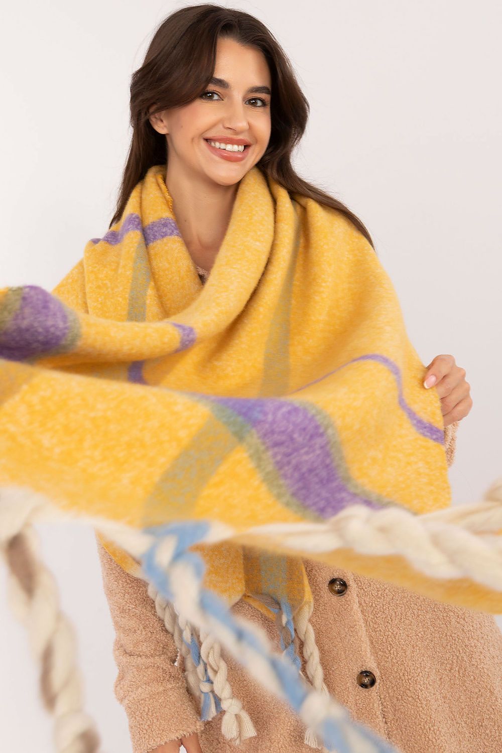 Schal Damen Karomuster Quasten Winter Elegant