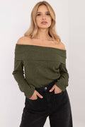Pullover Damen Carmen-Ausschnitt glänzend elegant