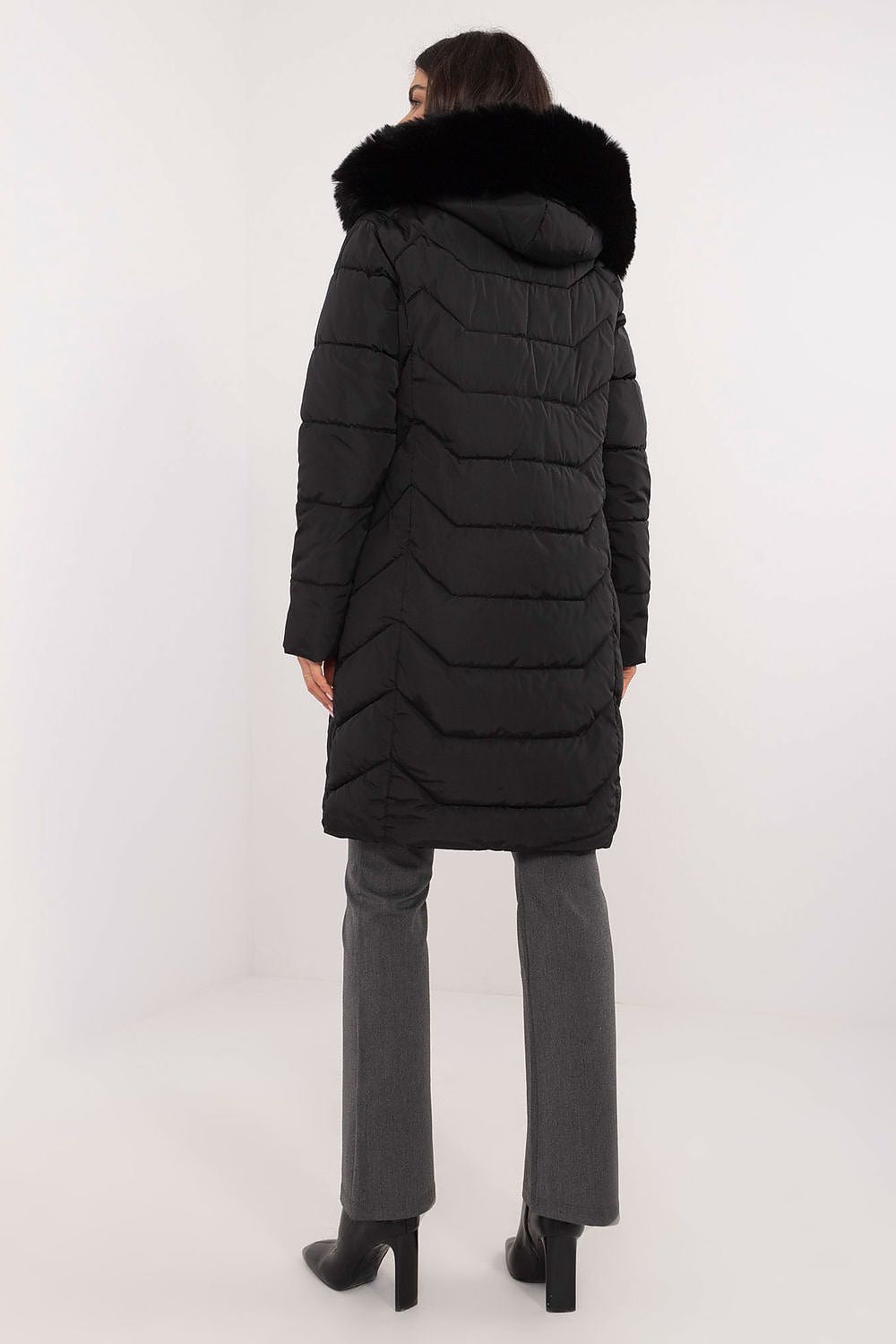 Daunenjacke Damen urban gesteppt Fellkapuze – S bis XXL warm