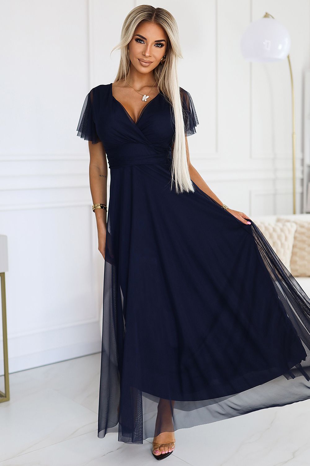 Maxikleid Damen Tüll Bindeband Unterstützte Körbchen