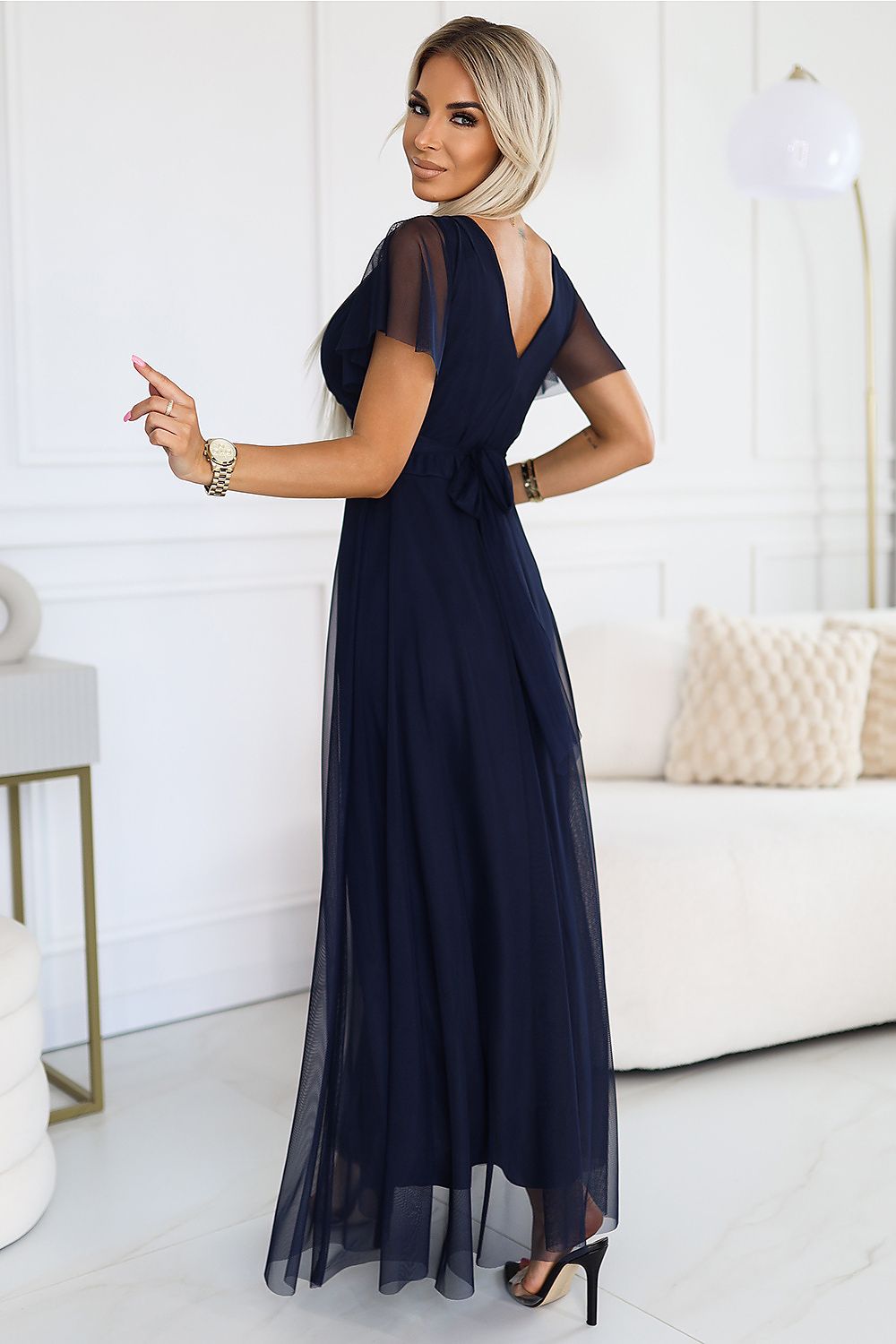 Maxikleid Damen Tüll Bindeband Unterstützte Körbchen