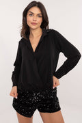 Bluse Damen Langarm Zirkonia-Kragen elegant bürotauglich